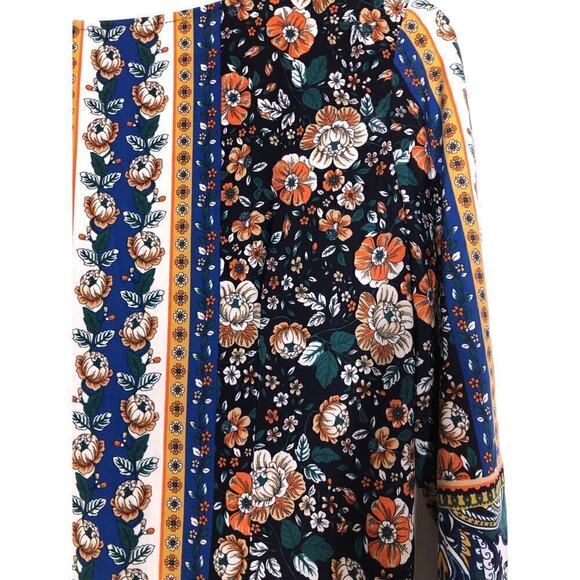 London Times Dress Floral Border Pattern 3/4 Sleeve Shift Mini Multicolor NWT 10 - Picture 6 of 11